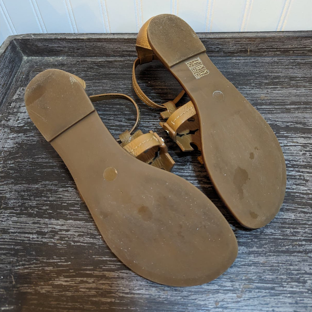 Tory Burch ankle strap logo-Brown Sandals 7.5 - Picture 6 of 7